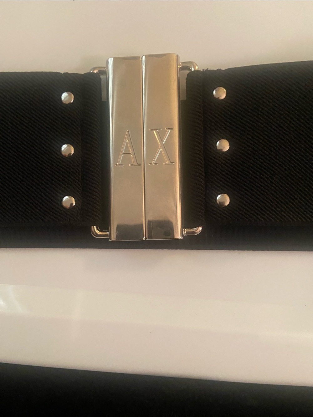 A|X Black Stretch Belt with Silver Logo Buckle